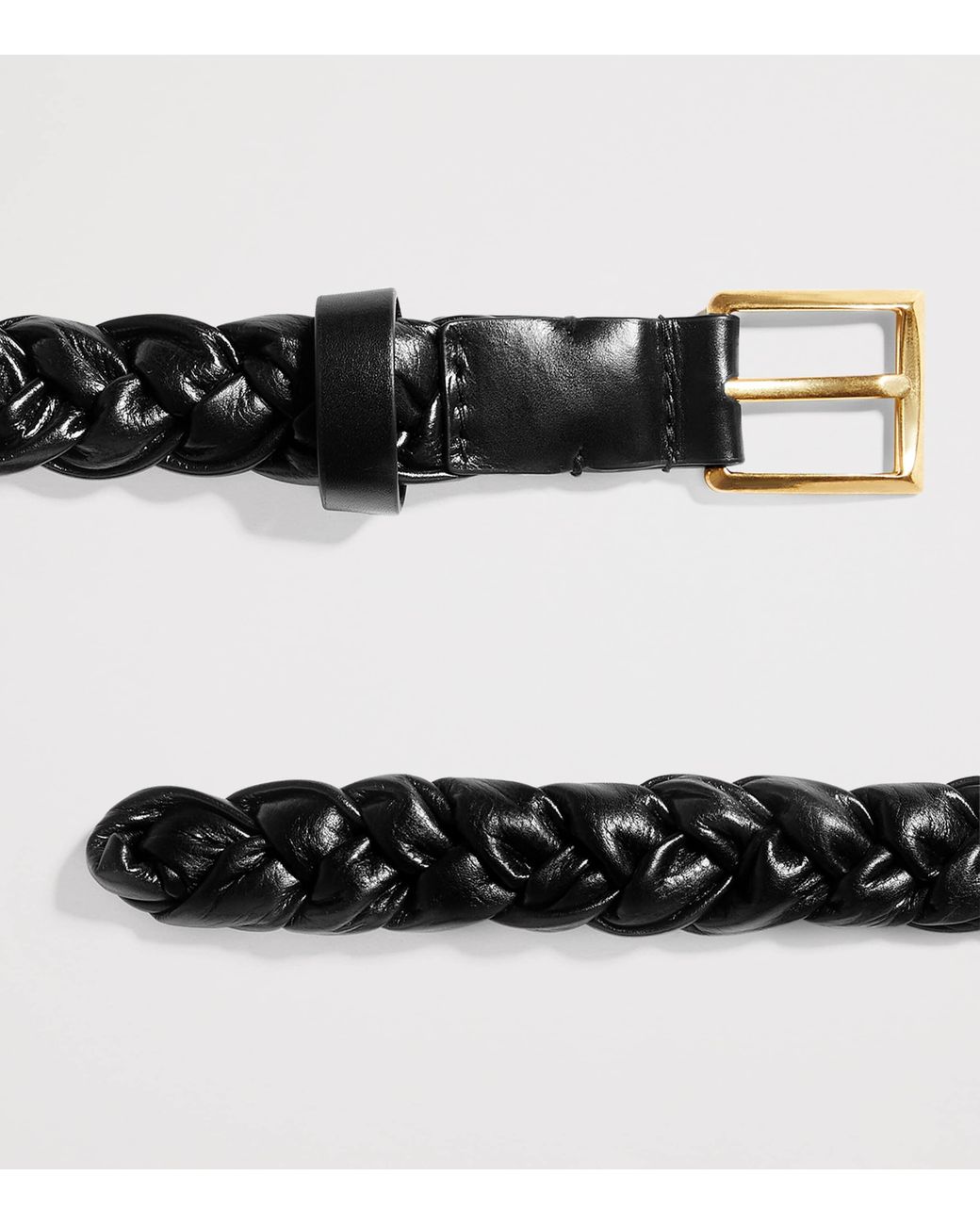Bottega Veneta Black Leather Intreccio Solo Belt