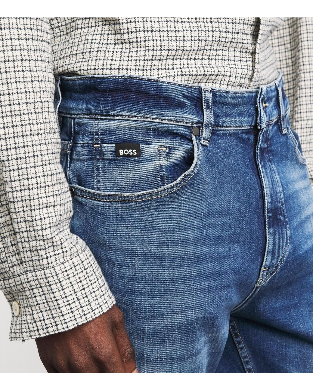 Boss Blue Stretch-Denim Slim Jeans for men