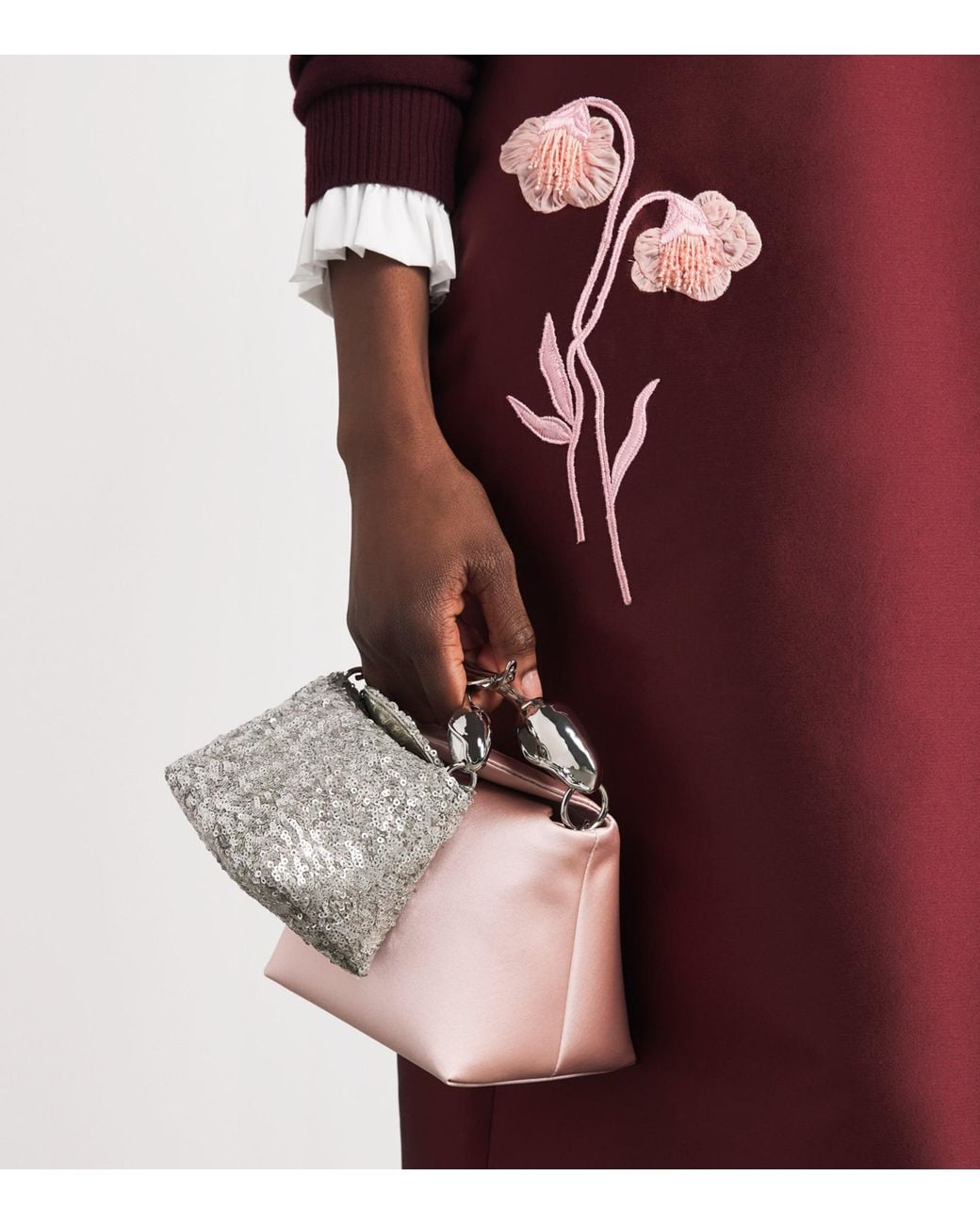 Erdem Pink Mini Satin Bloom Top-Handle Bag