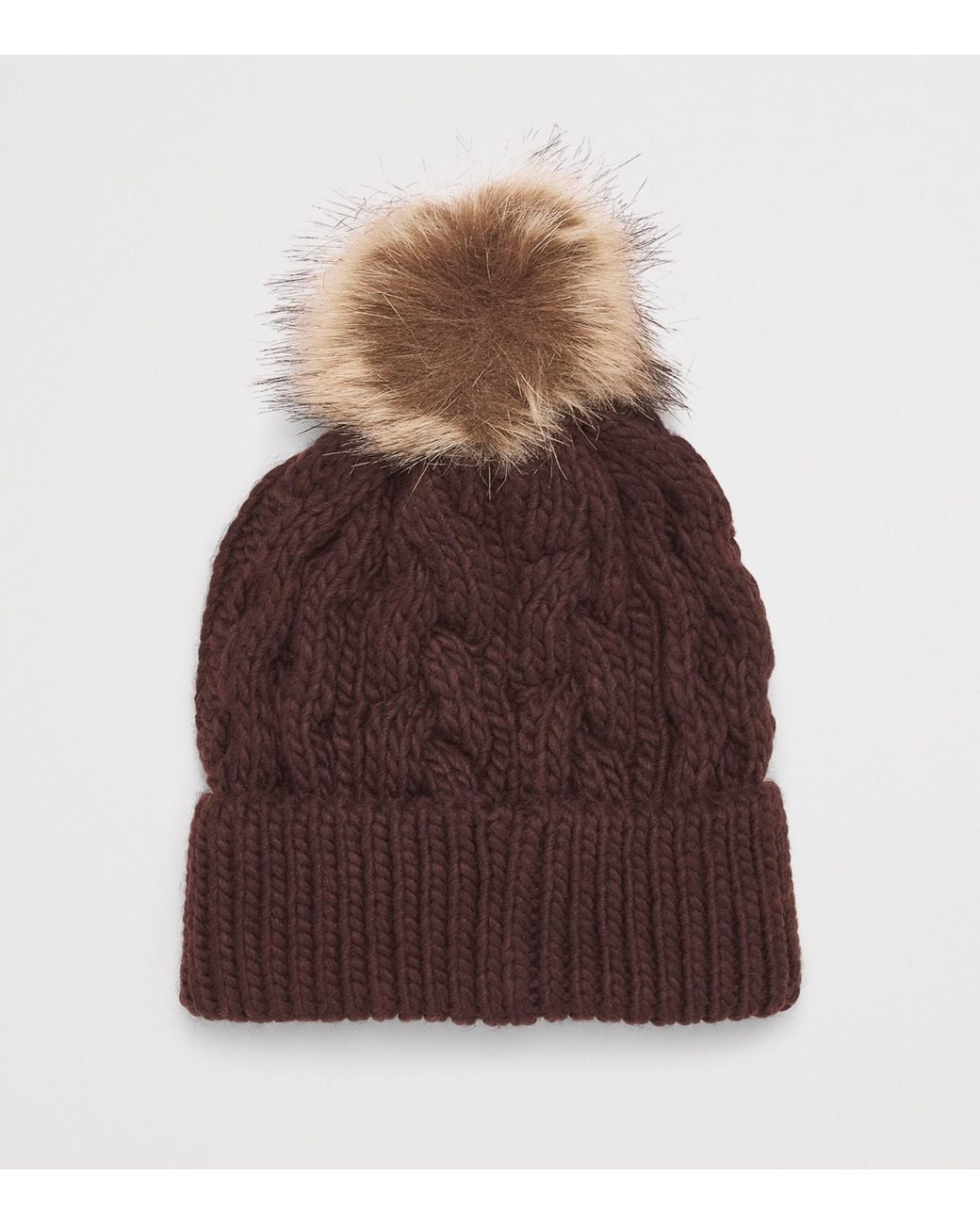 Barbour Brown Cable-Knit Penshaw Beanie