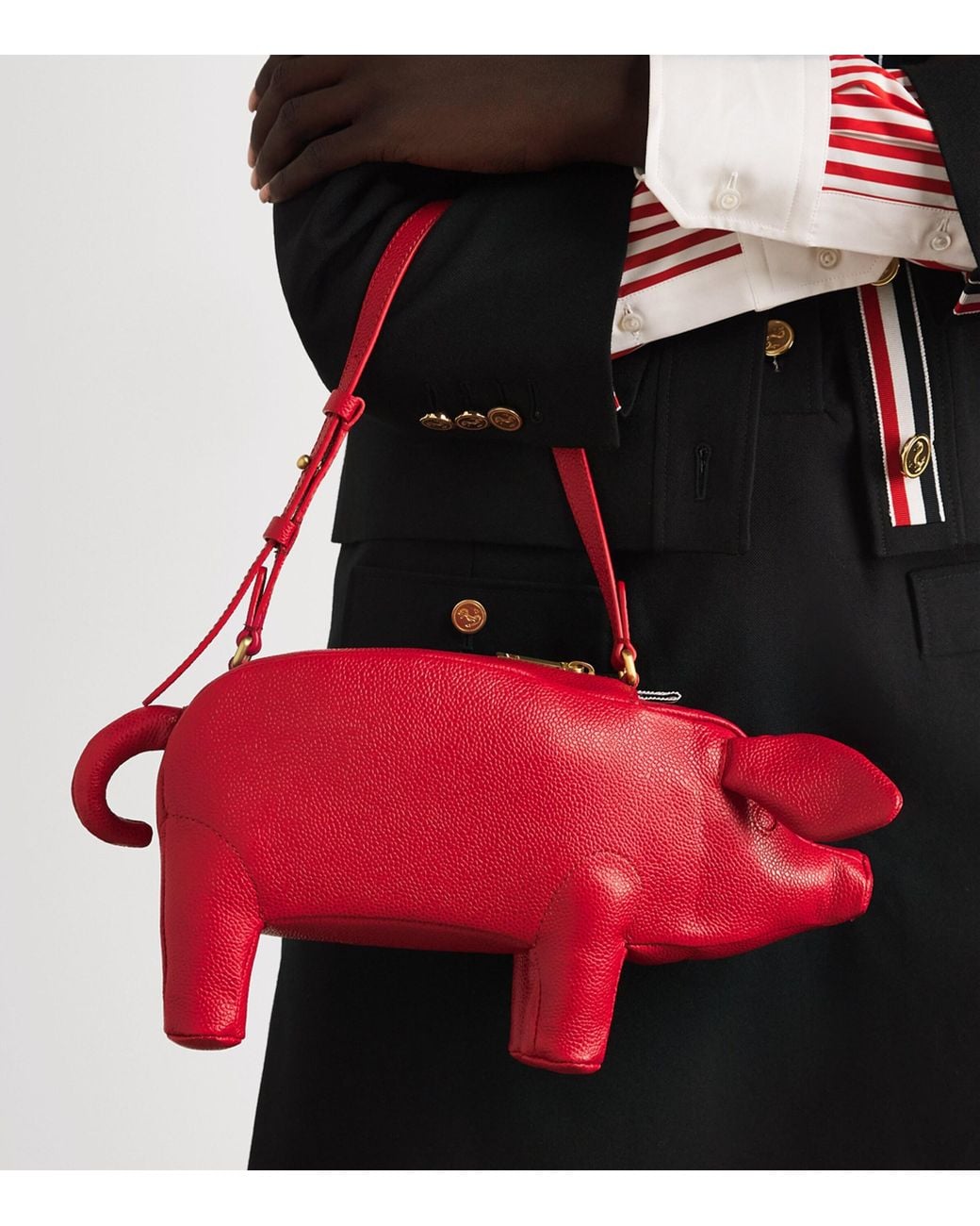 Thom Browne Red Leather Baby Pig Top-Handle Bag