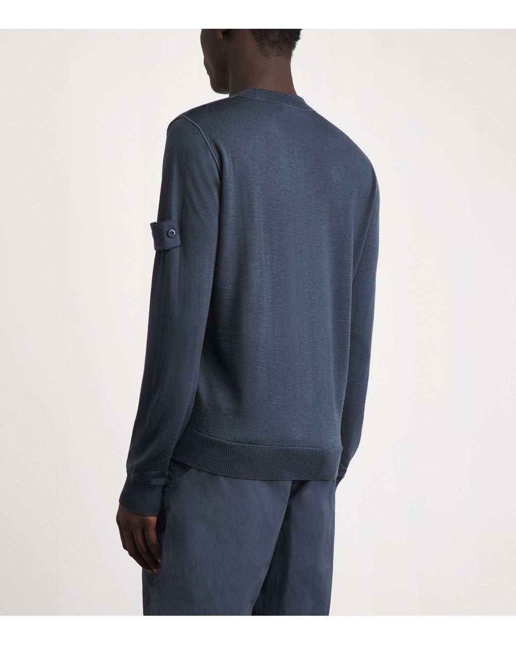 Stone Island Blue Virgin Wool Ghost Sweater for men