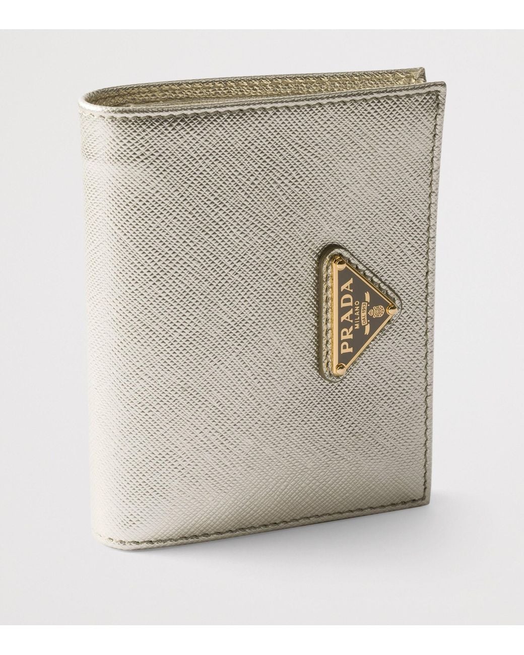 Prada Gray Small Saffiano Leather Wallet