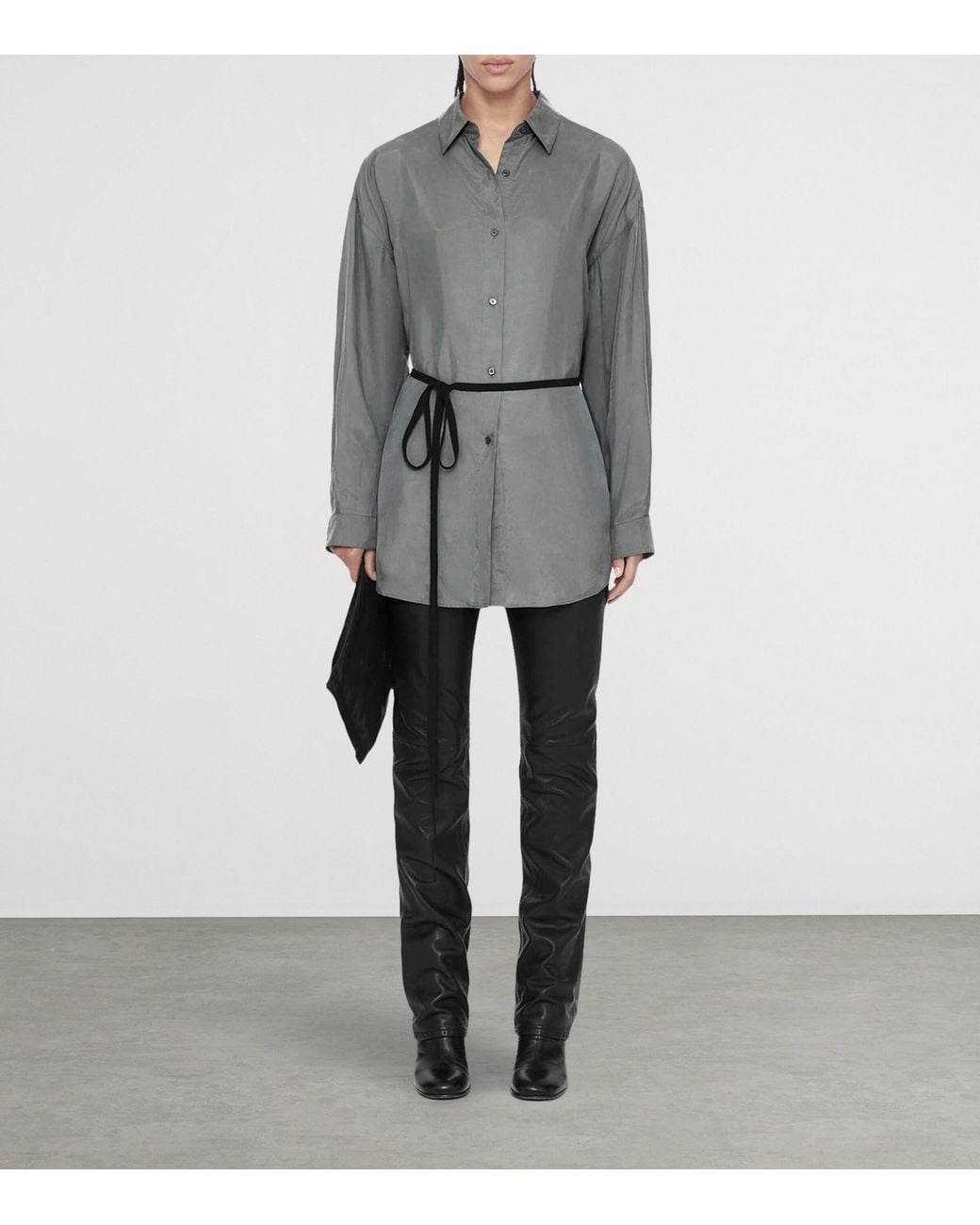 AllSaints Gray Oversized Ilana Shirt