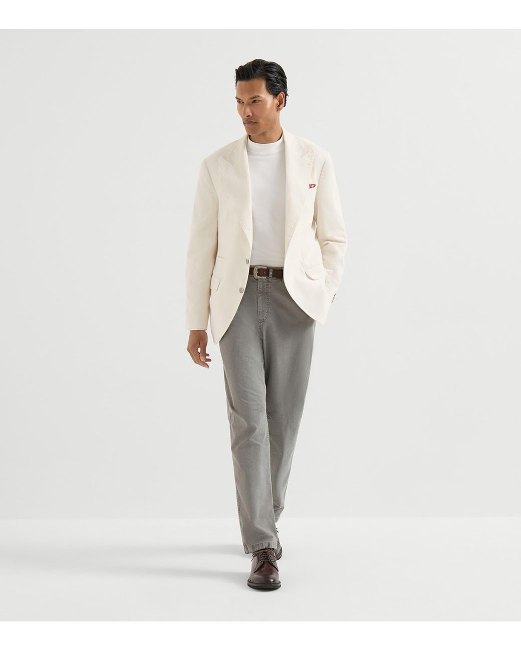 Brunello Cucinelli Gray Peached Cotton Gabardine Trousers for men