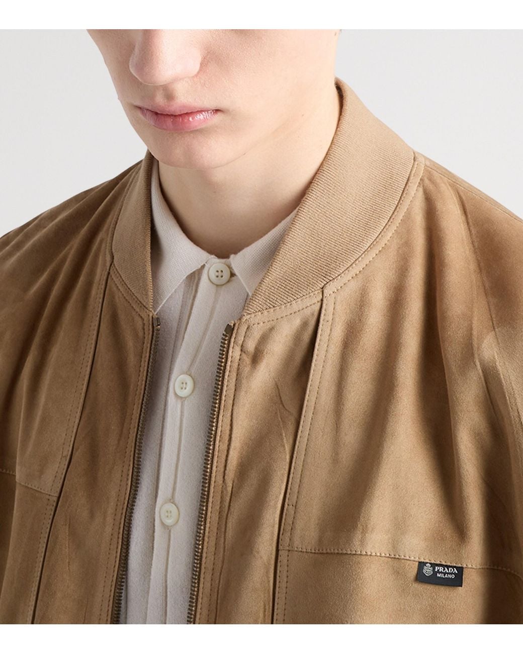 Prada Brown Suede Bomber Jacket for men