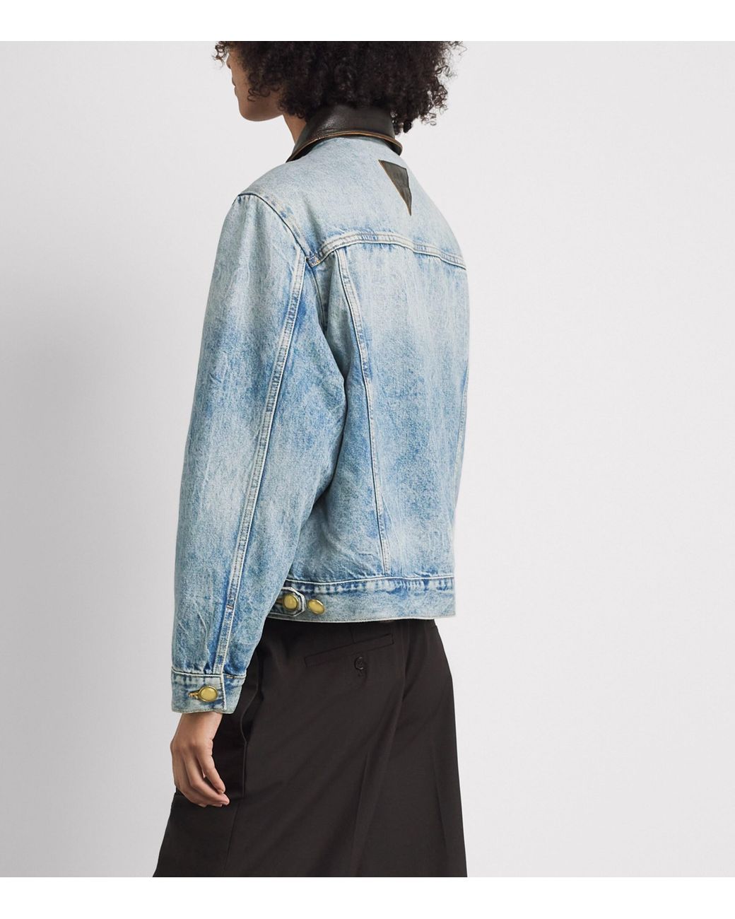 Sandro Blue Leather-Collar Denim Jacket