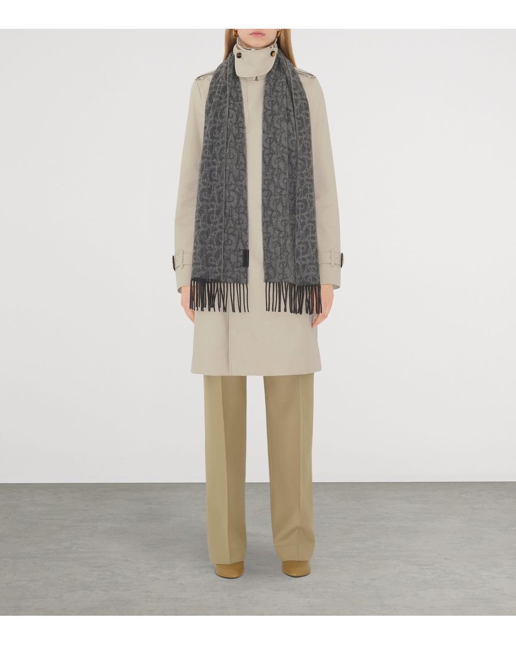 Burberry Gray Cashmere B Charm Scarf