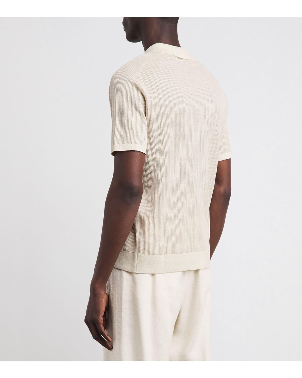 Jonathan Simkhai White Rib-Knit Open-Collar Polo Shirt for men