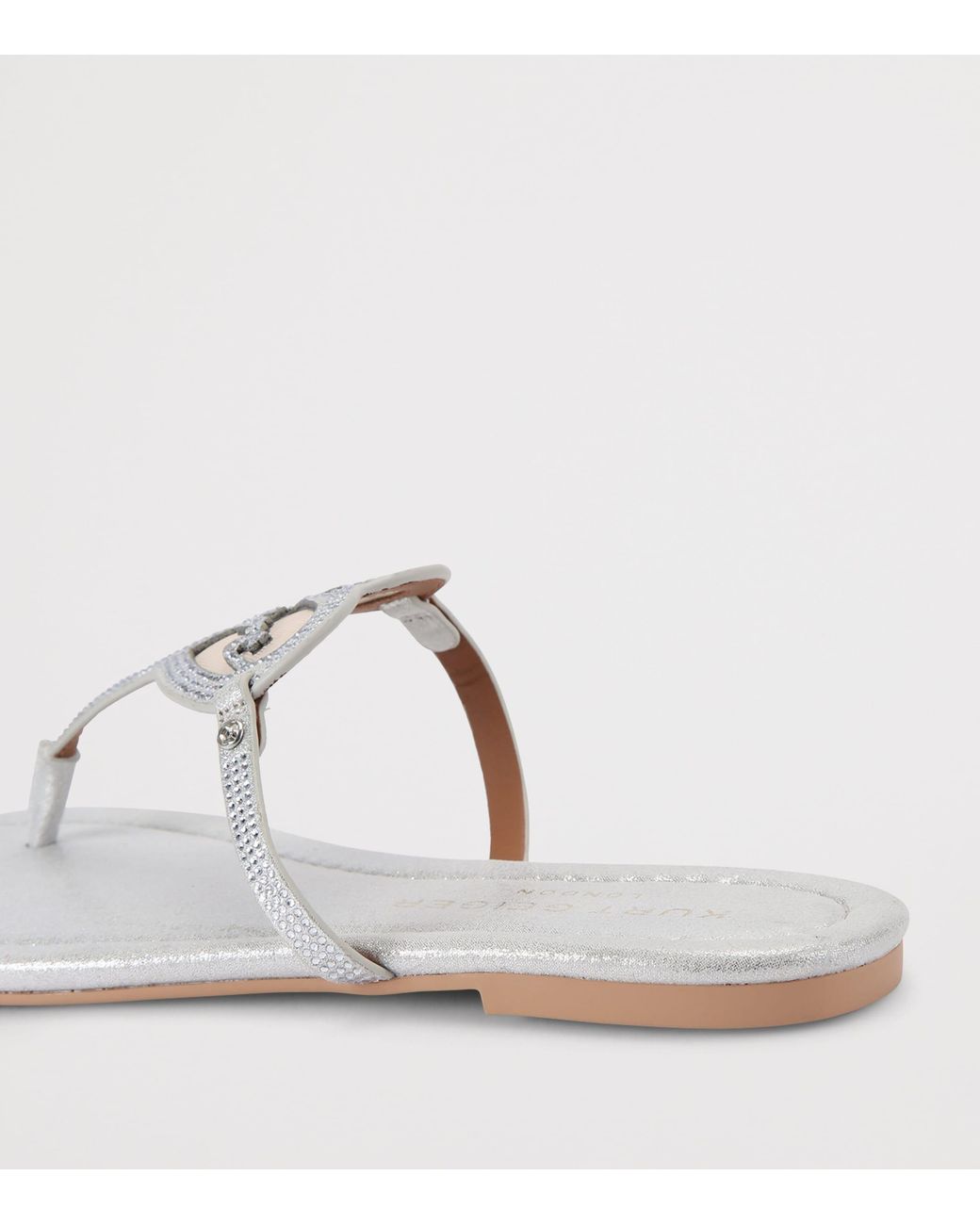 Kurt Geiger White Leather Heart T-Bar Sandals