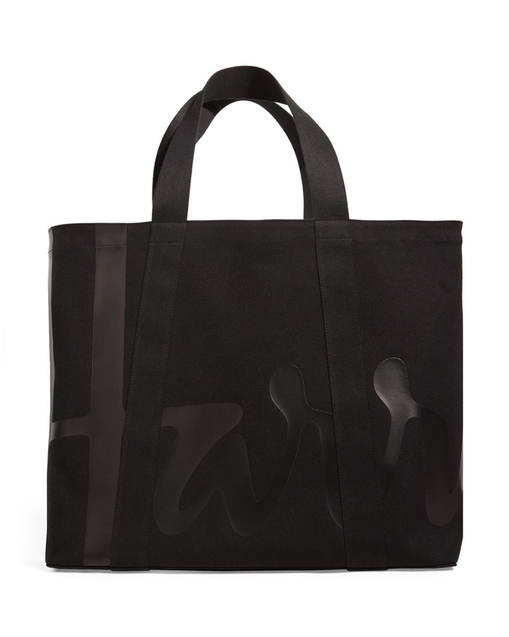 Harrods Black Large Cotton Logo Tote Bag