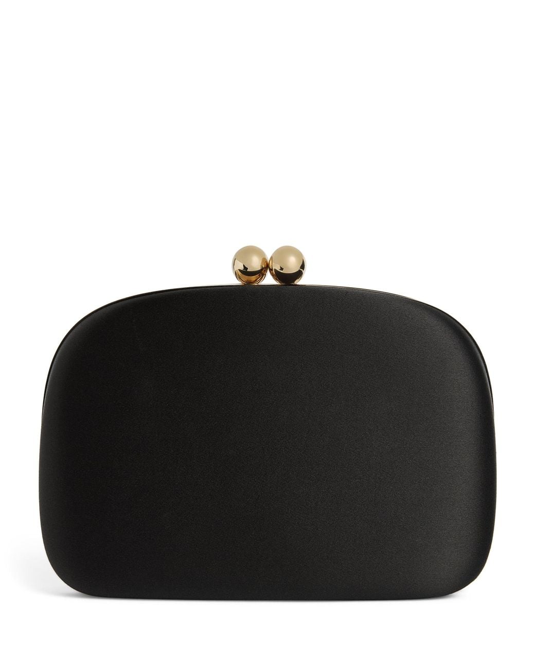 Carolina Herrera Black Satin Vega Clutch Bag