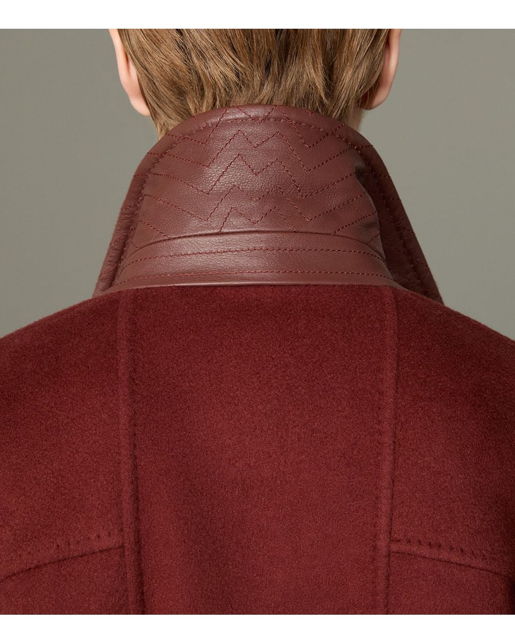 Max Mara Red Cashmere Leather-Trim Coat