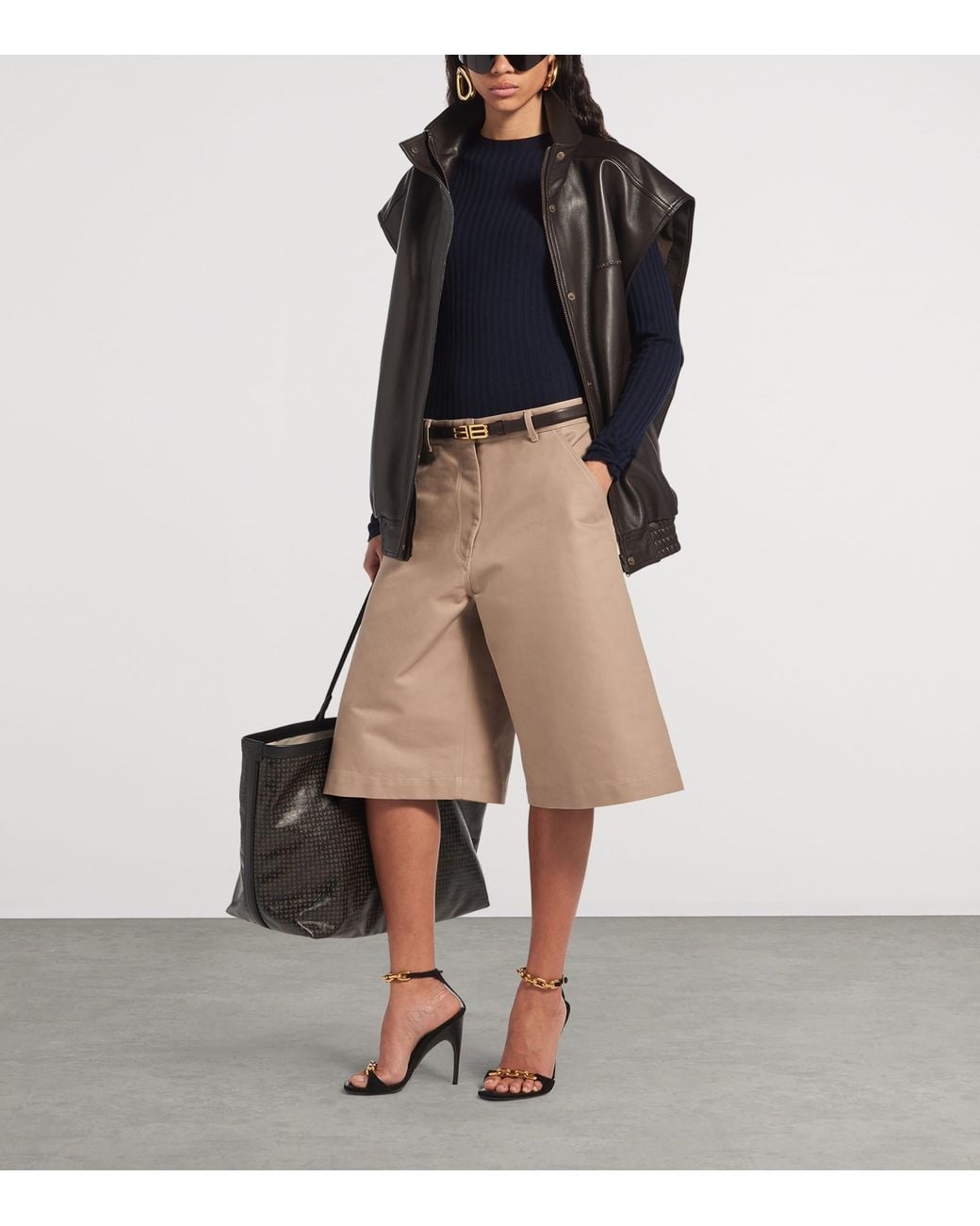 Balenciaga Natural Cotton Tailored Shorts