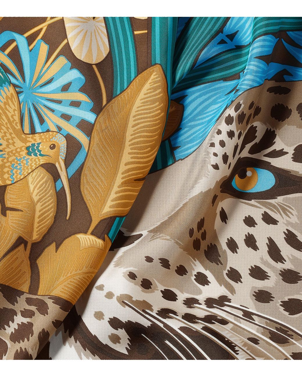 Cartier Green Silk Panthère Jungle Scarf