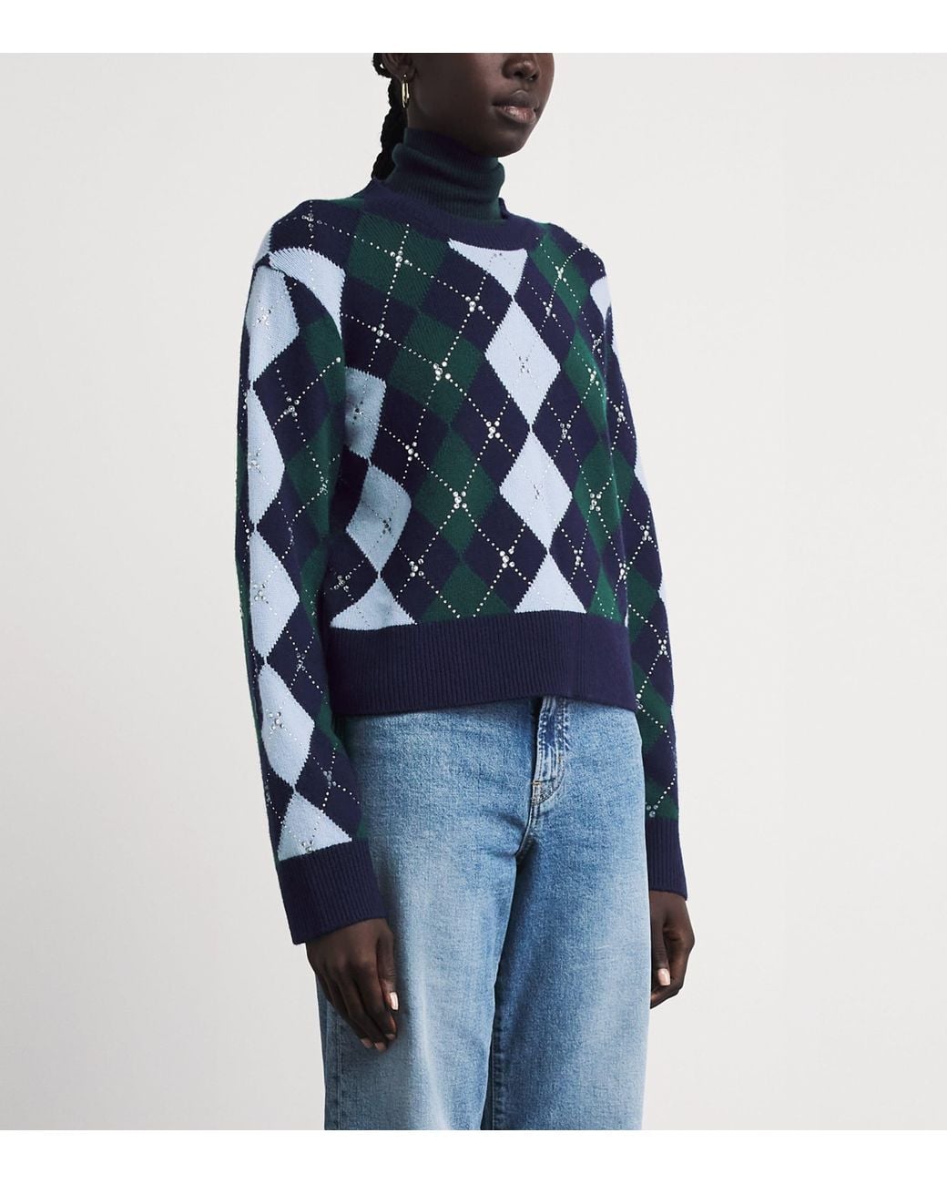 Maje Blue Wool Argyle Sweater