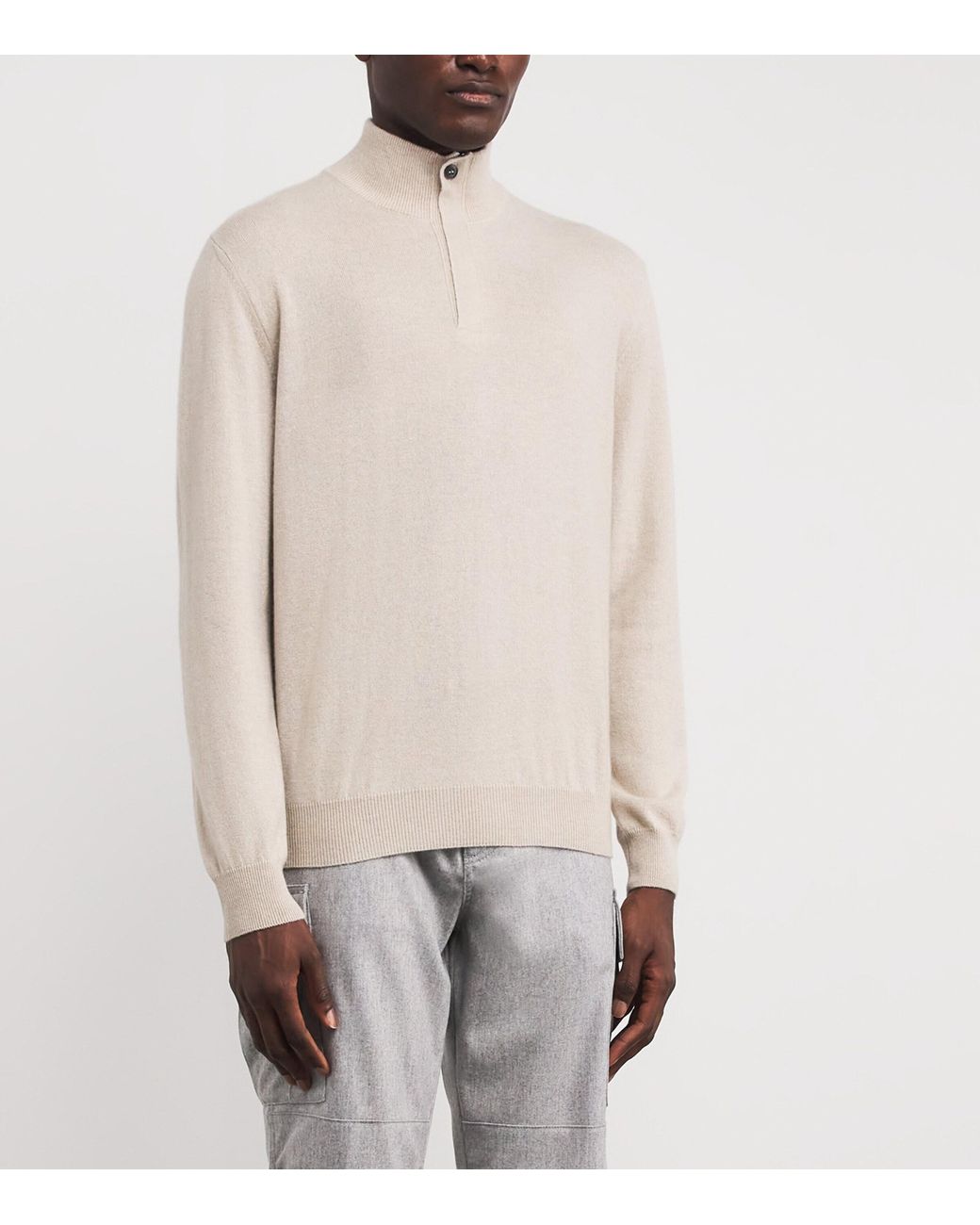 Corneliani White Cashmere High-Neck Sweater for men