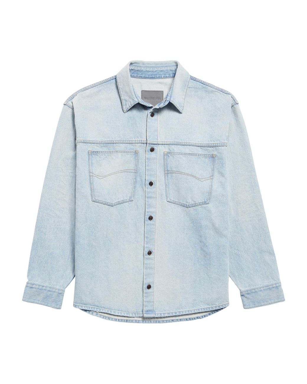 Balenciaga Blue Oversized Denim Shirt for men