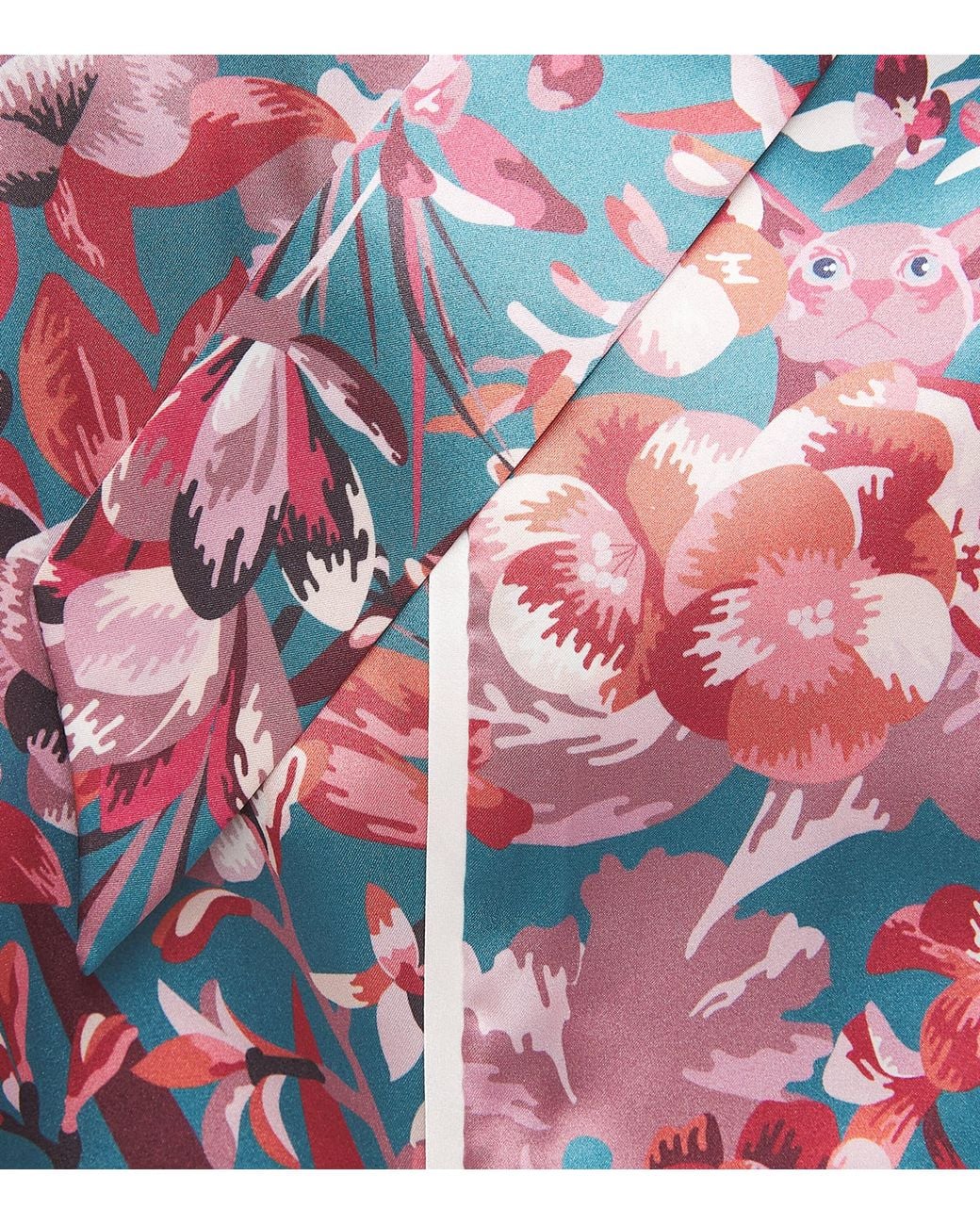 Derek Rose Red Silk Floral Night Robe