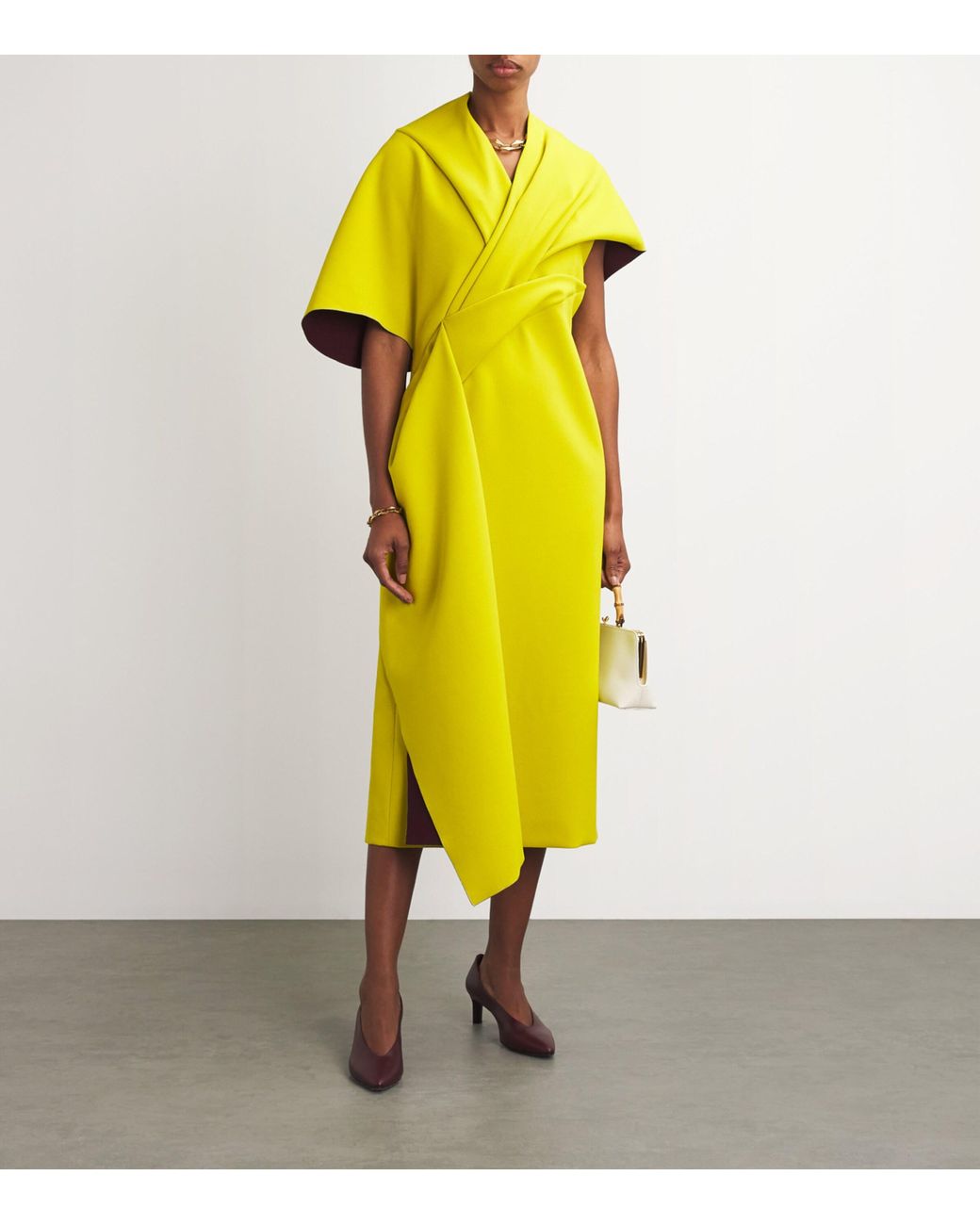 ROKSANDA Crepe Asymmetric Evanna Midi Dress in Yellow | Lyst