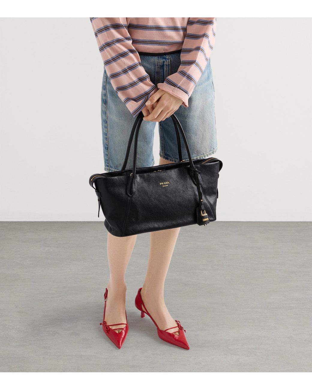 Prada Black Large Leather Tote Bag