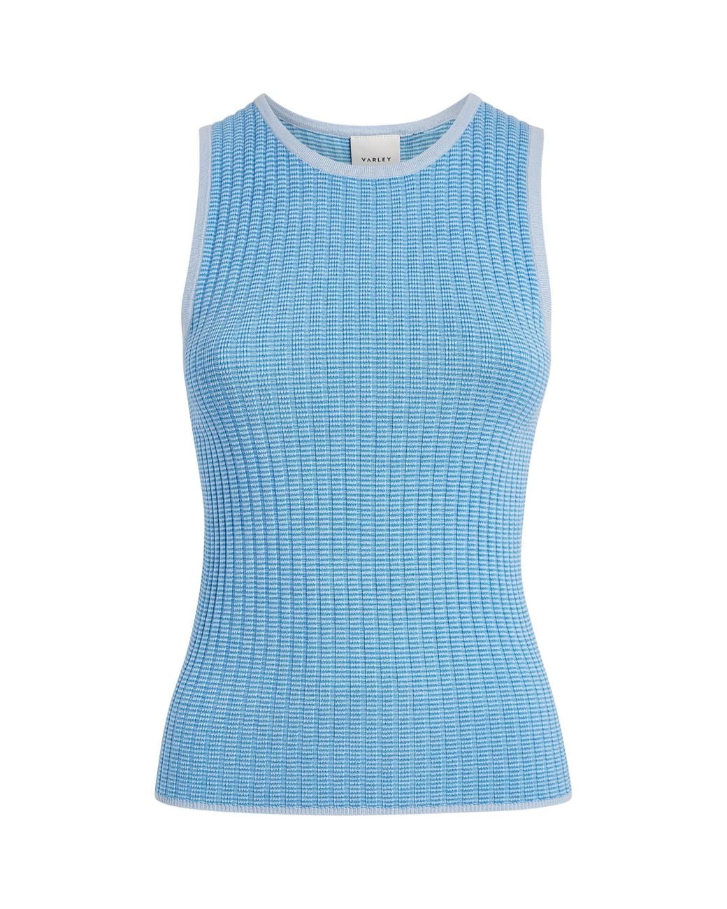 Varley Blue Rib-Knit Hanson Tank Top
