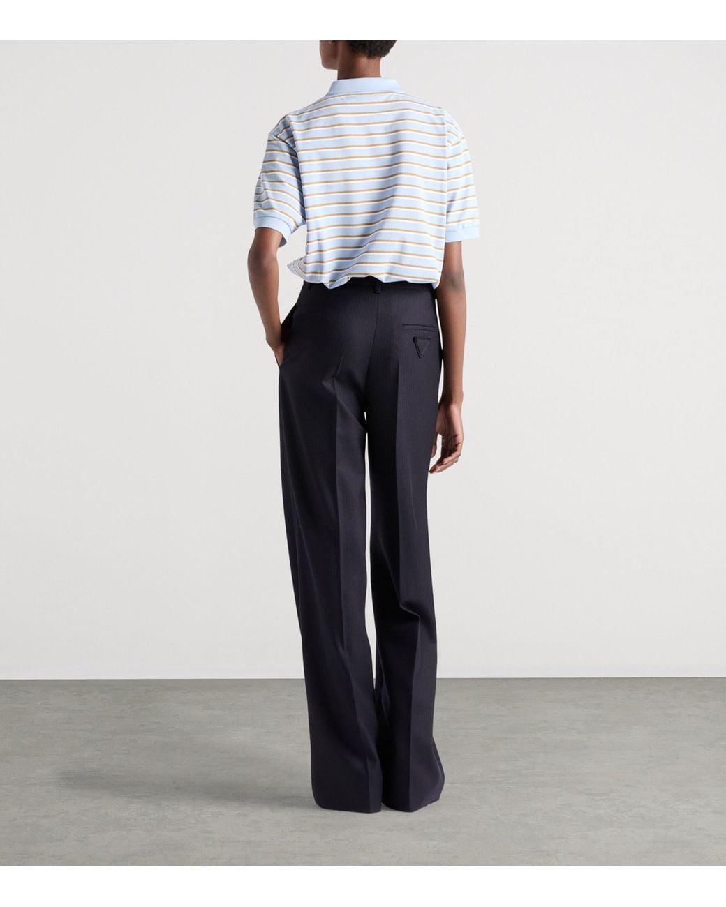 Prada Blue Stripe Cropped Polo Shirt