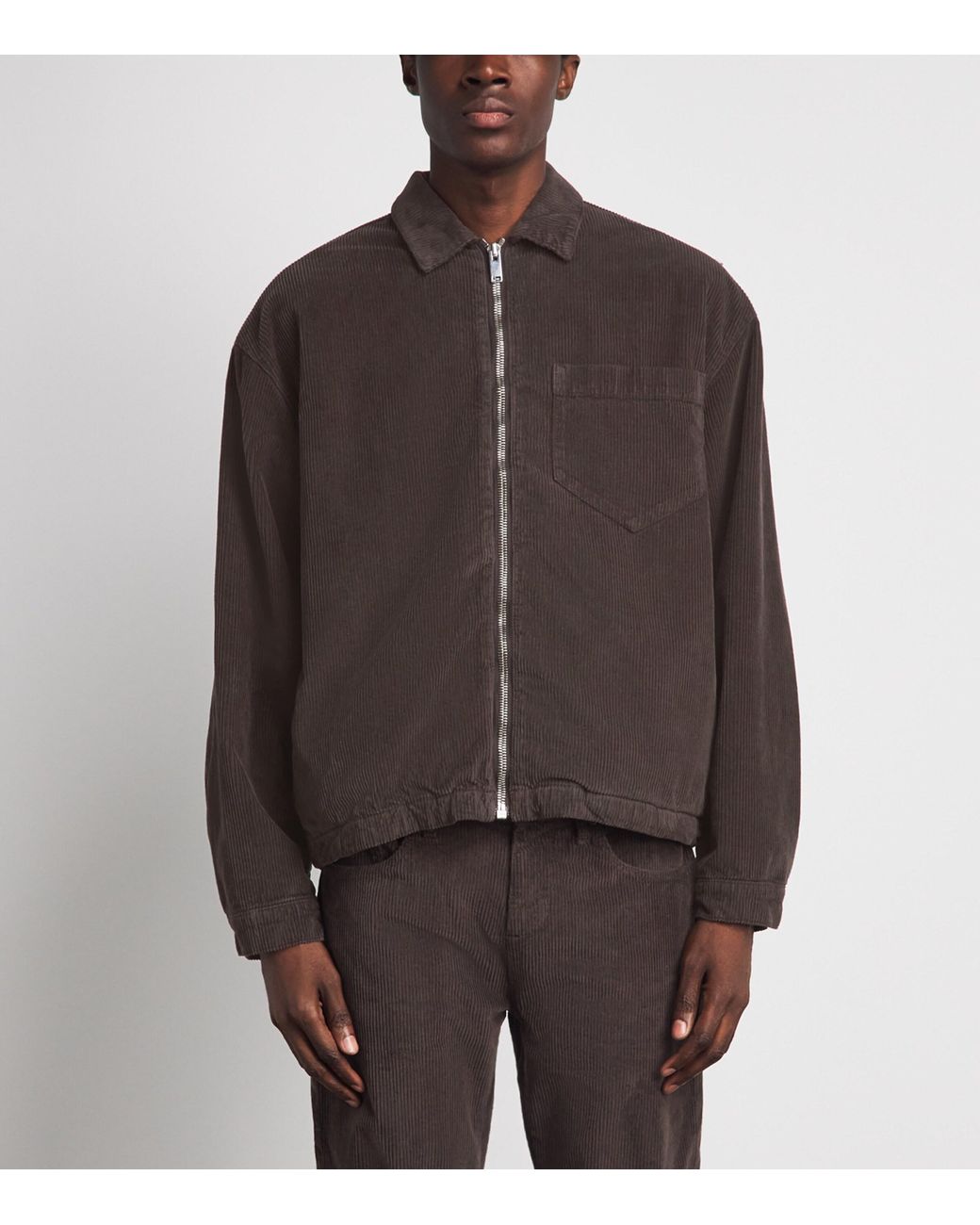 7 For All Mankind Brown Corduroy Zip-Up Overshirt for men