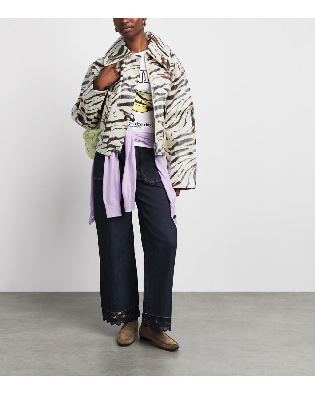 Ganni Gray Laminated Zebra Jacket