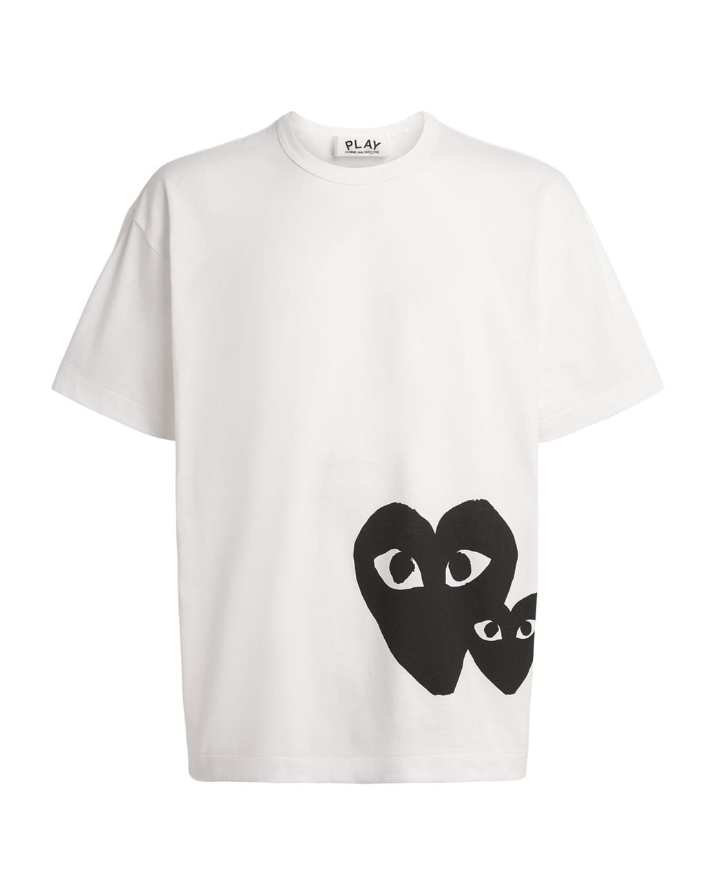 COMME DES GARÇONS PLAY White Cotton Oversized Mirrored Bottom Heart T-Shirt for men