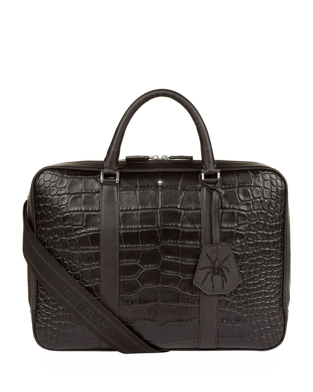Leather suitcase - Black alligator