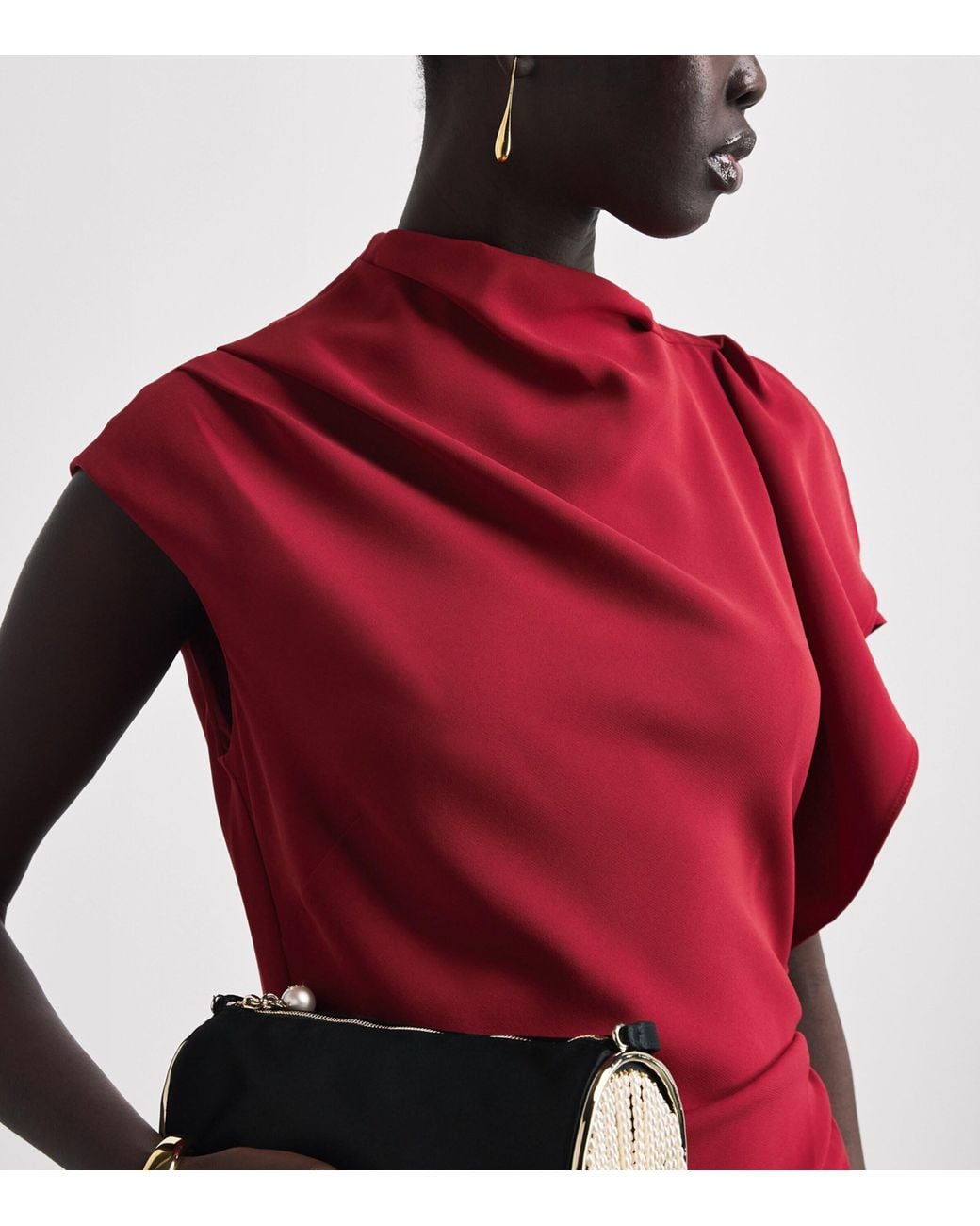Veronica Beard Red Asymmetric Brett Midi Dress