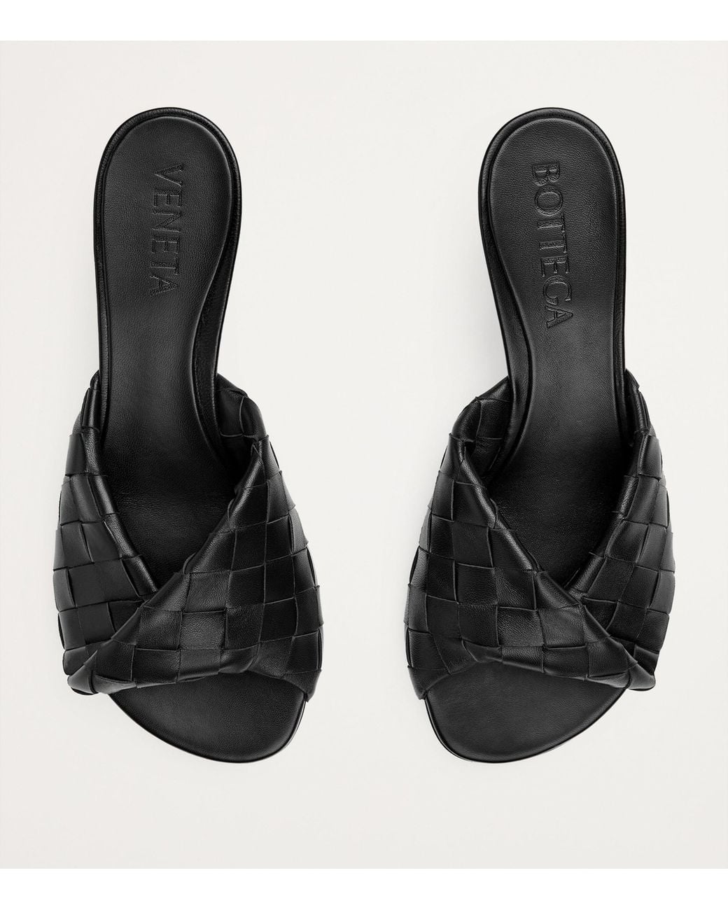Bottega Veneta Black Leather Intrecciato Blink Mules 50