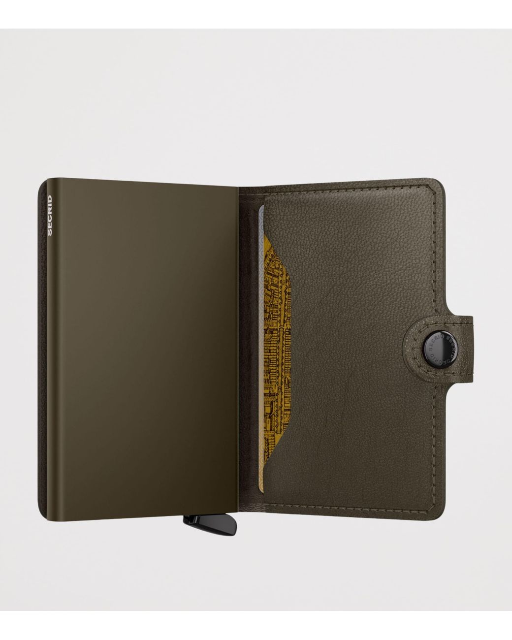 Secrid Green Leather Embossed Lines Miniwallet