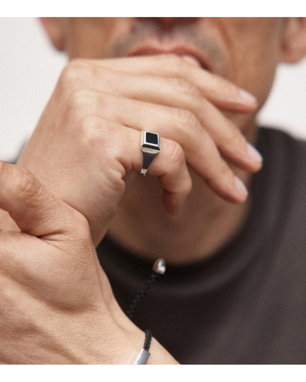 Monica Vinader Black Sterling And Onyx Signature Signet Ring for men