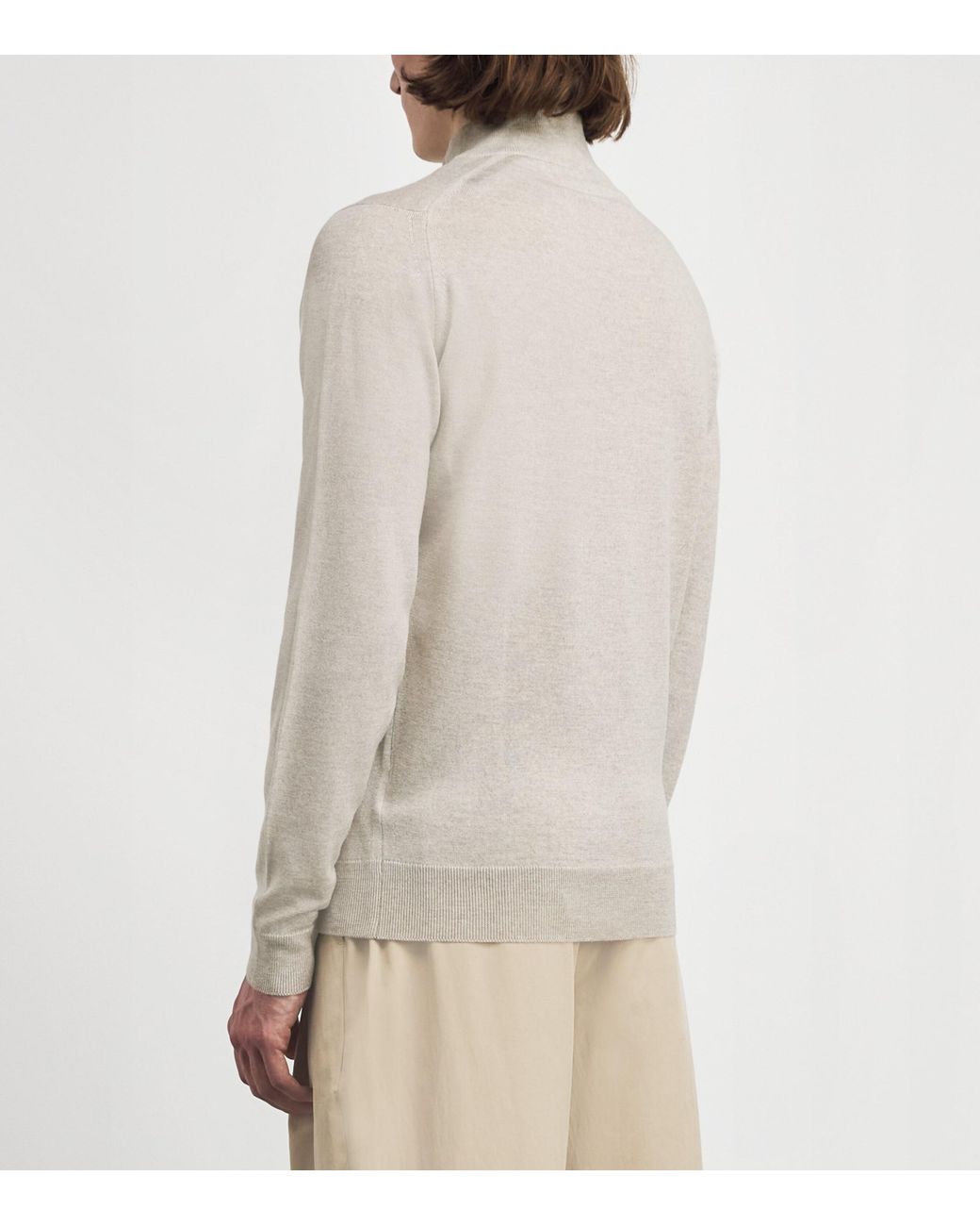 John Smedley White Merino Wool Tapton Quarter-Zip Sweater for men