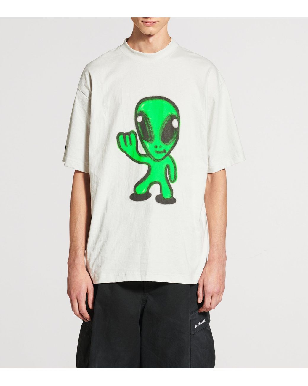 Balenciaga Oversized Cotton Alien T-Shirt in White for Men | Lyst