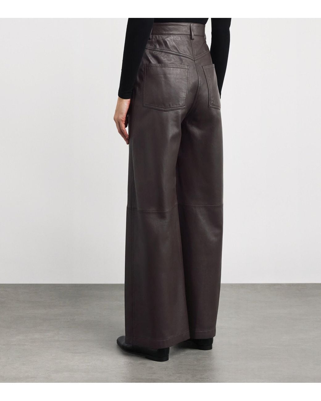 Yves Salomon Brown Lambskin Wide-Leg Trousers