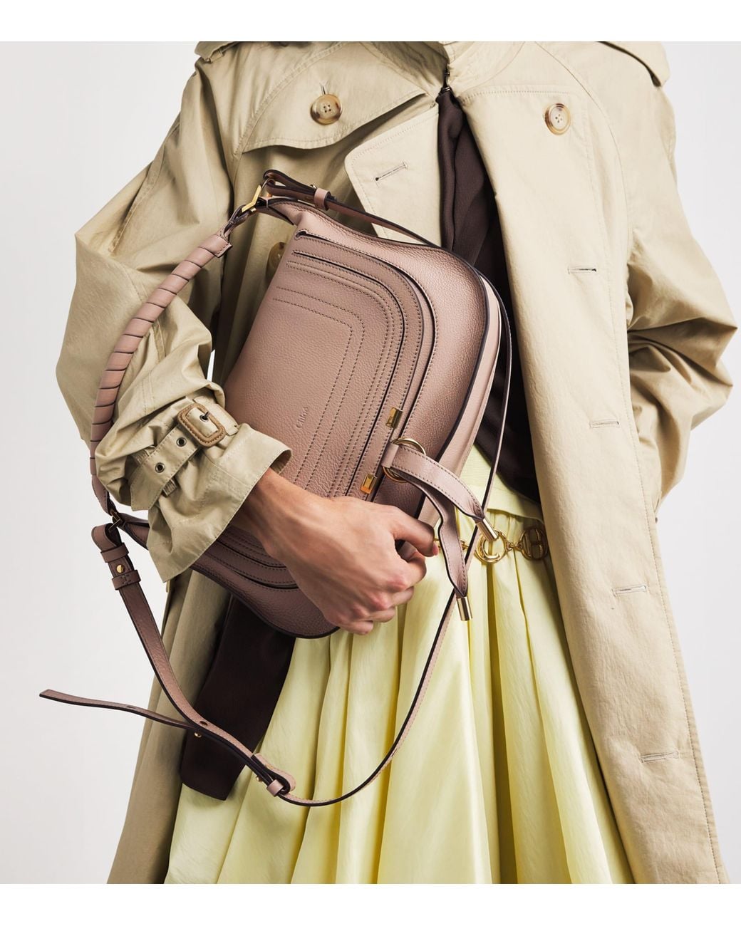 Chloé Pink Small Leather Marcie Shoulder Bag