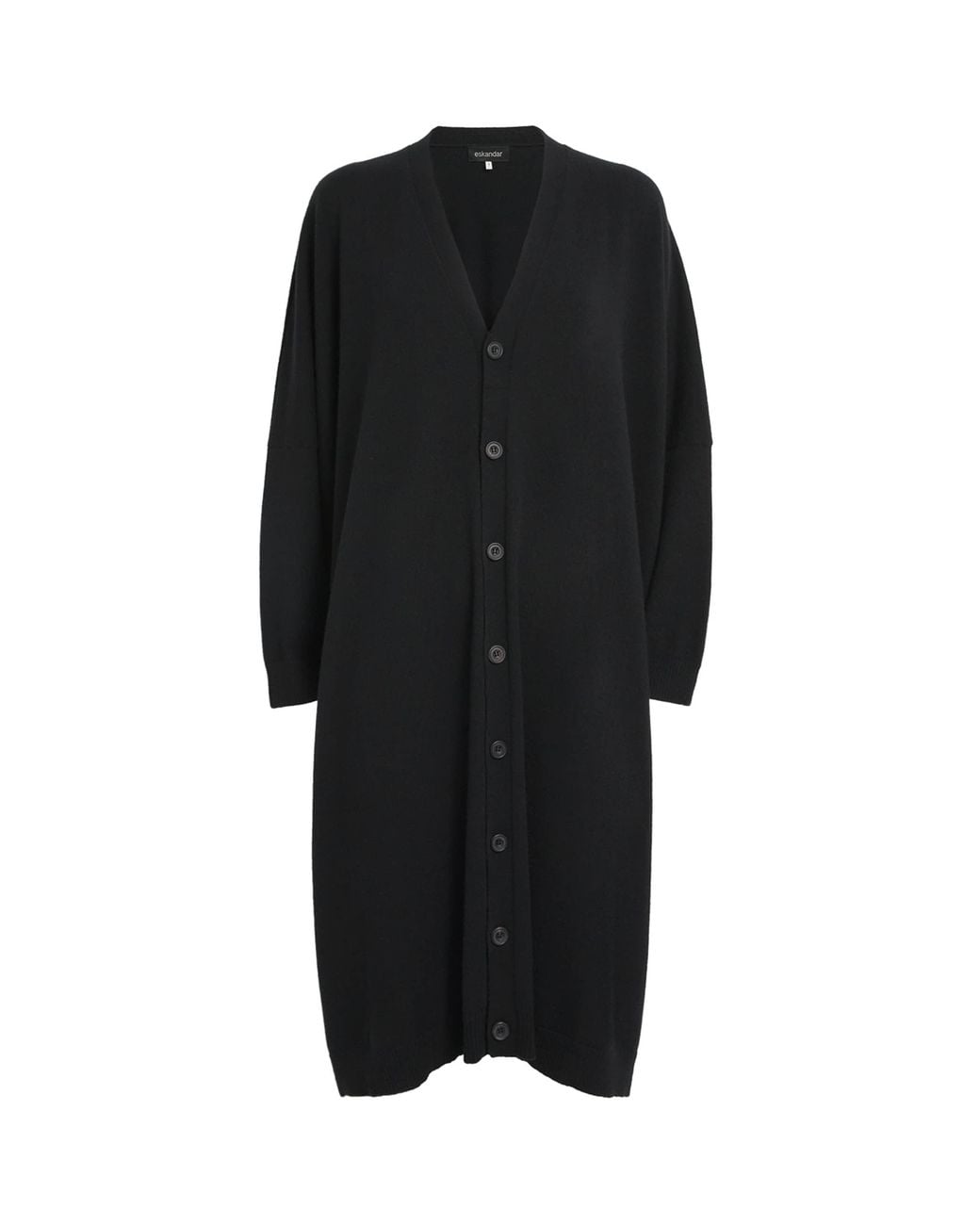 Eskandar Black Cashmere Wide Longline Cardigan