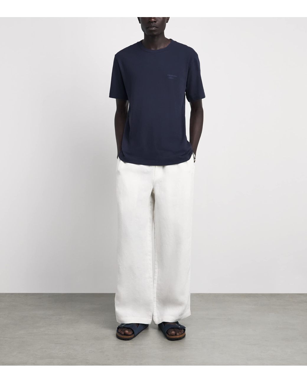 Frescobol Carioca Blue Cotton-Linen Dinis T-Shirt for men