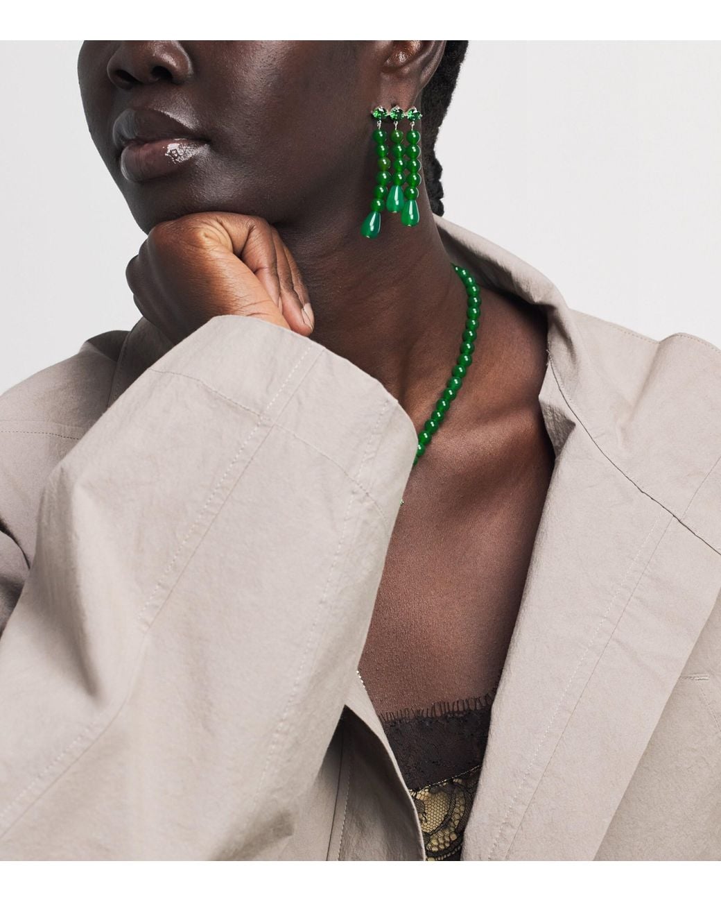 COMPLETEDWORKS Green Plated Weeping Willow Drop Earrings