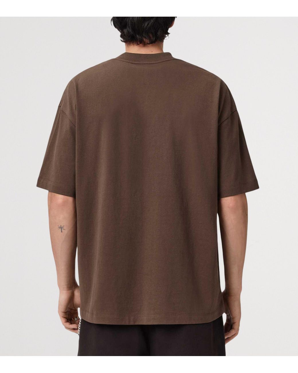 AllSaints Brown Organic Cotton Xander Oversized T-Shirt for men