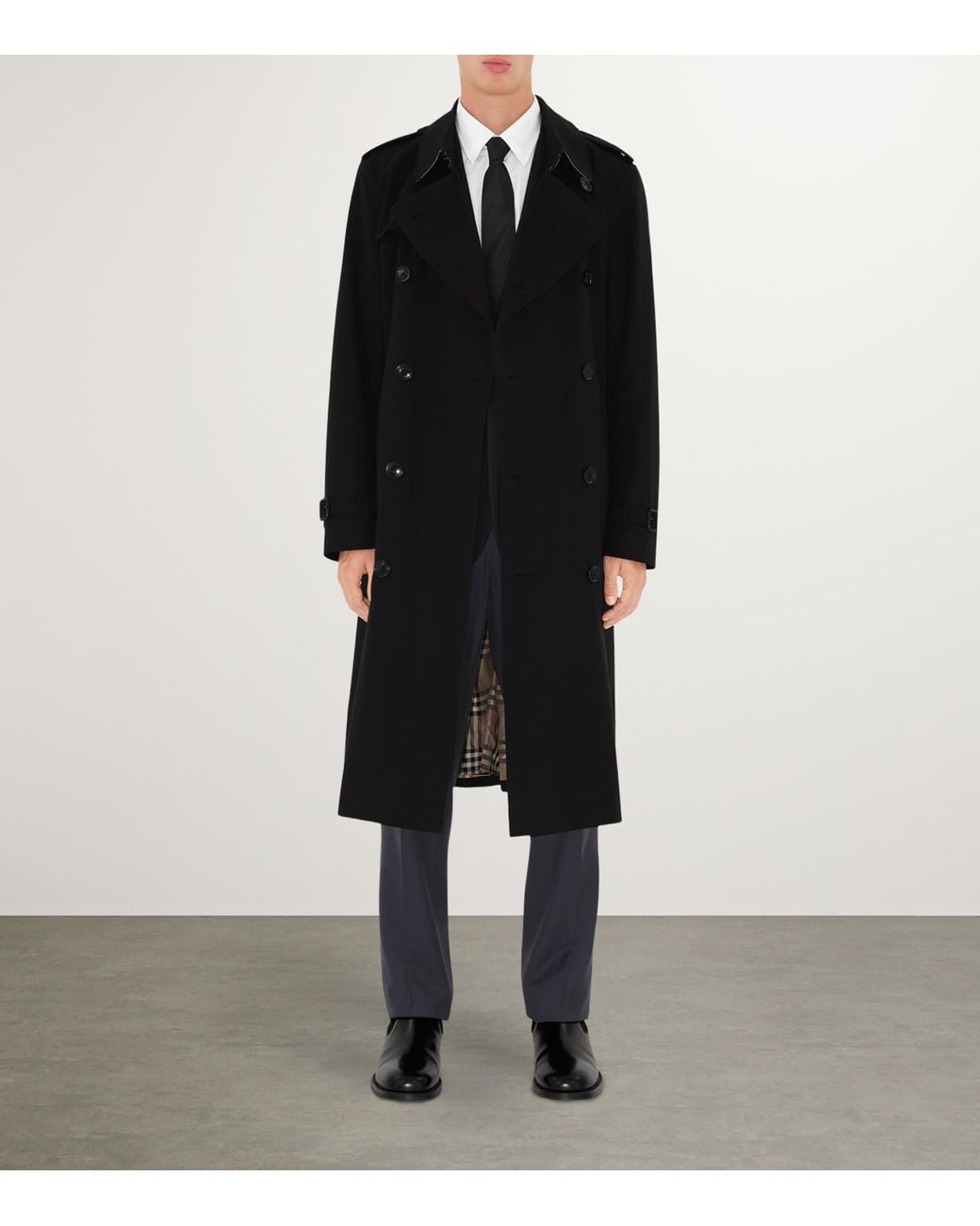 Burberry Black Long Kensington Heritage Trench Coat for men