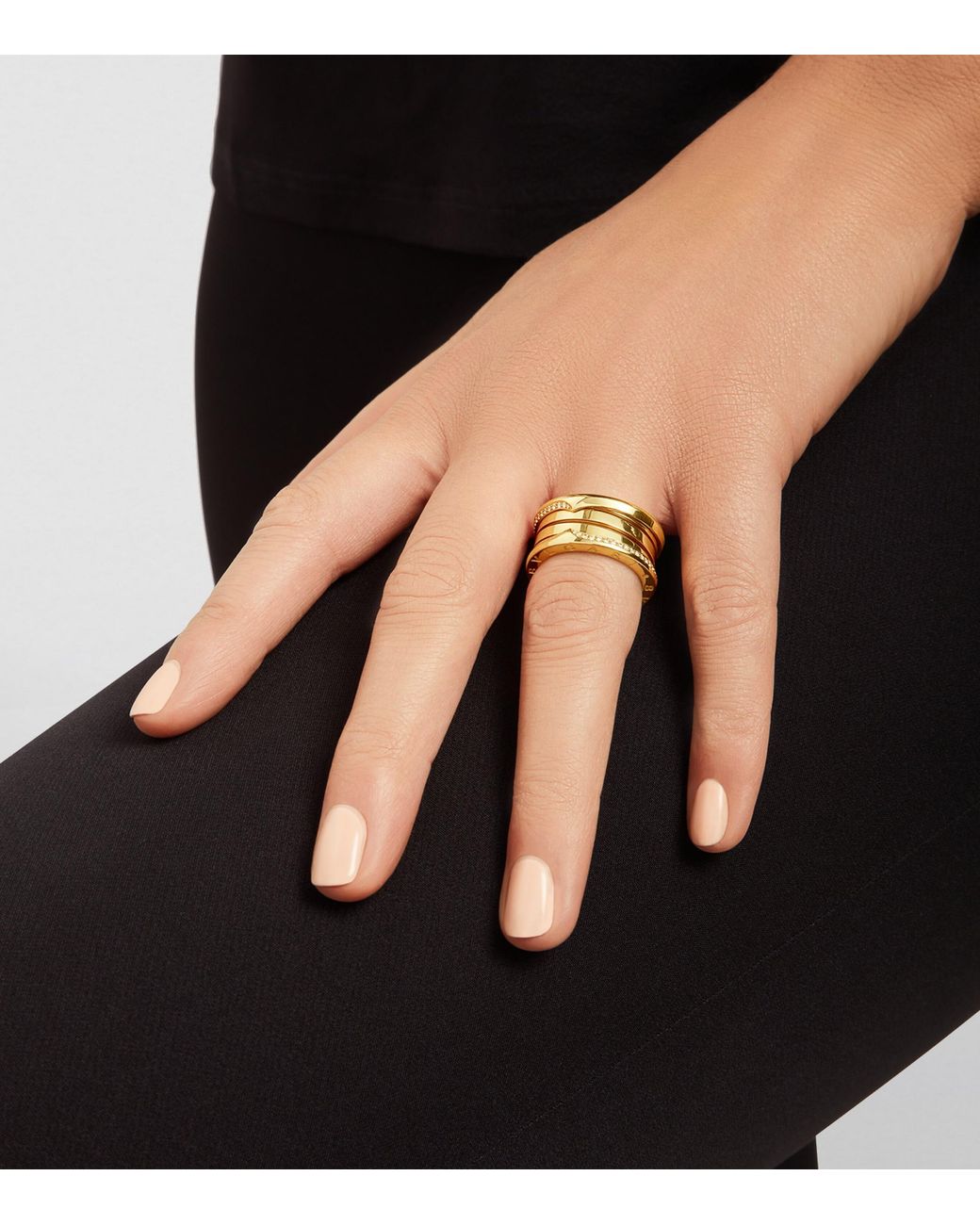 BVLGARI Metallic And Diamond B.Zero1 Three-Band Ring