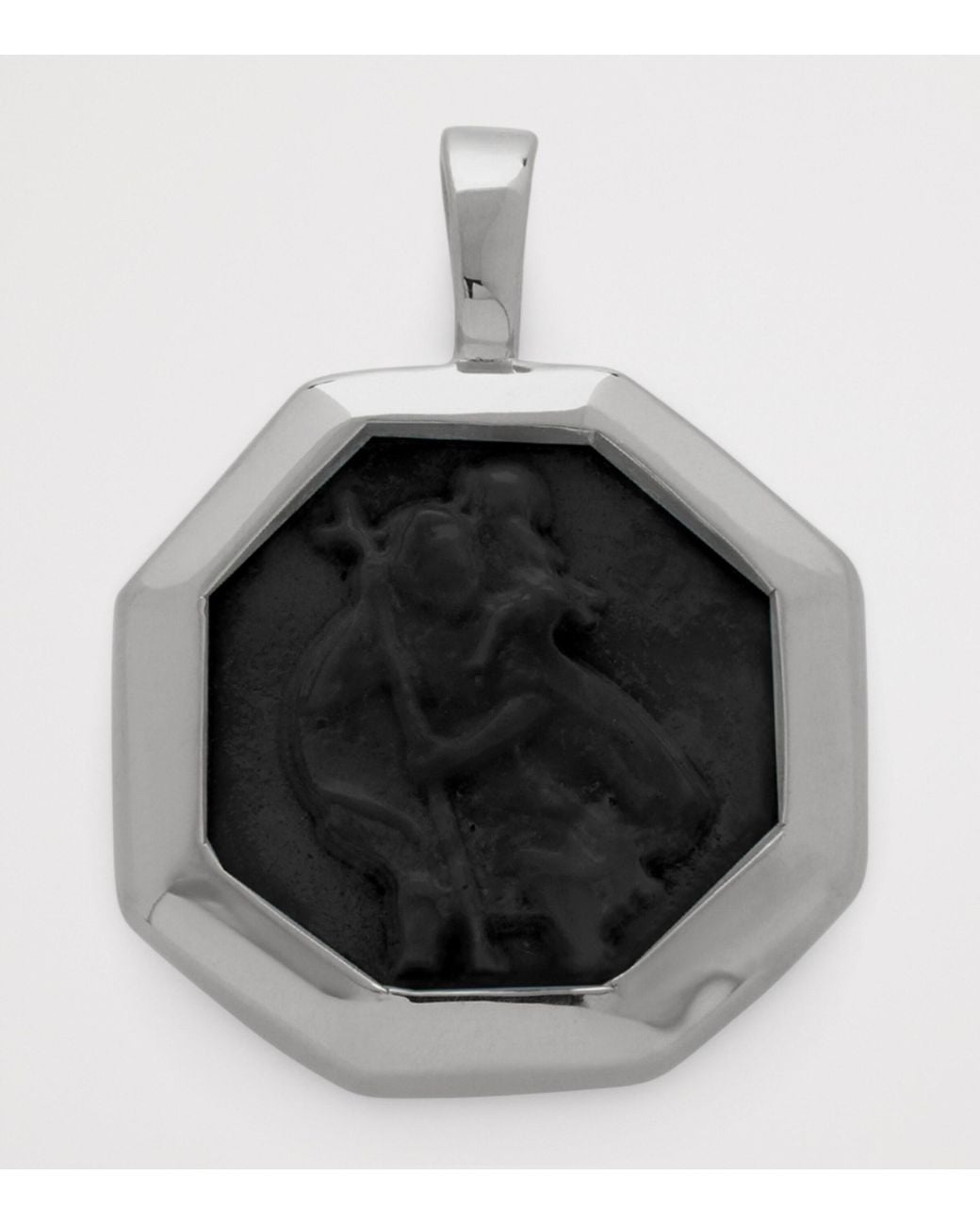 Monica Vinader Black Sterling And Onyx St Christopher Talisman Pendant