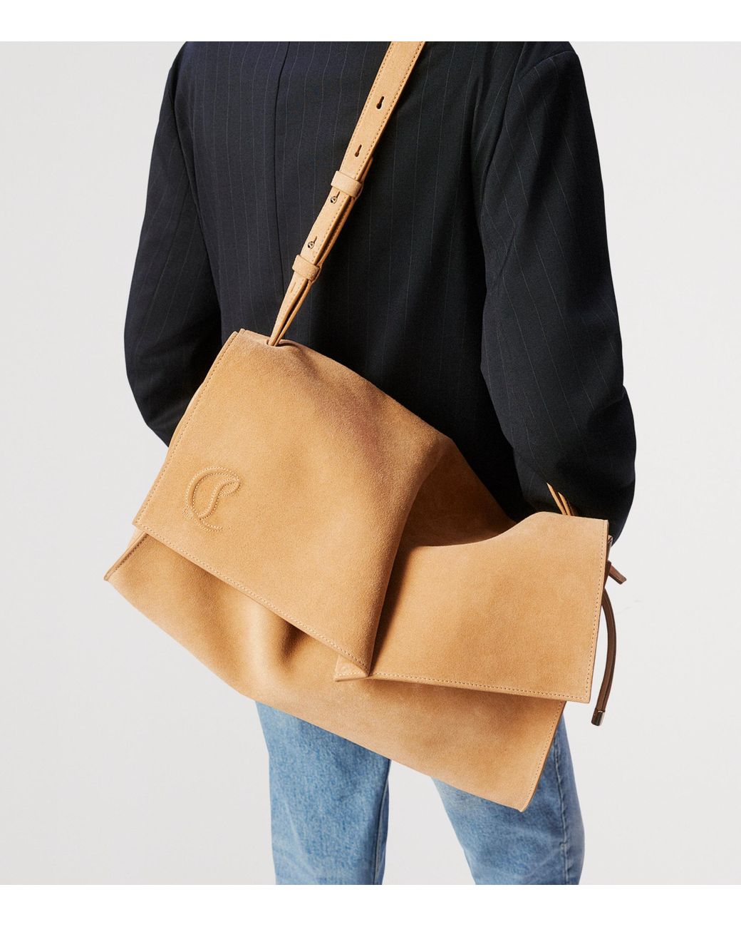 Christian Louboutin Natural Baggy Large Suede Shoulder Bag
