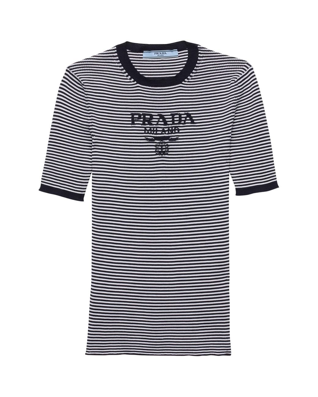 Prada Blue Silk Cropped Logo Sweater