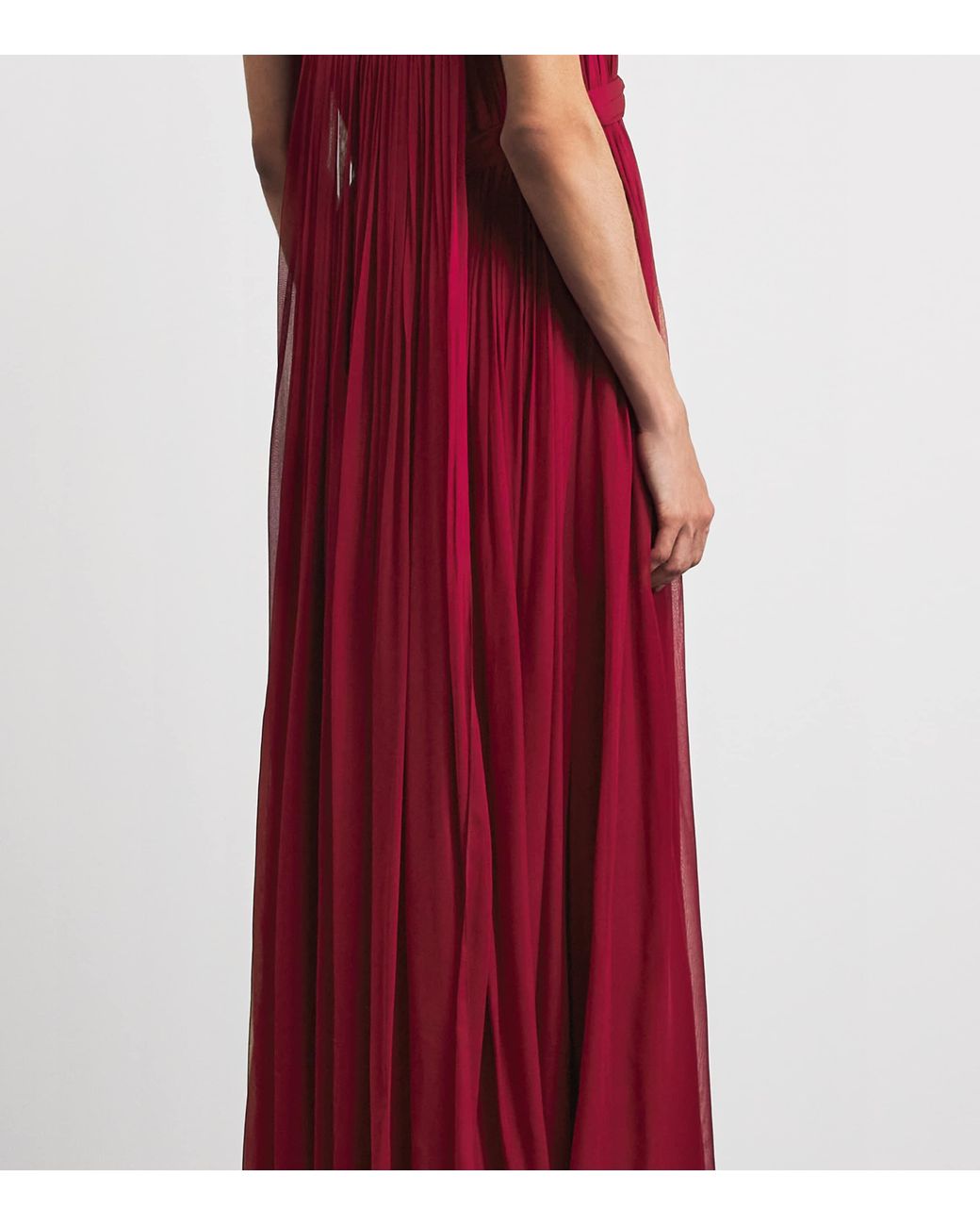 Pamella Roland Red Chiffon Plunge Gown
