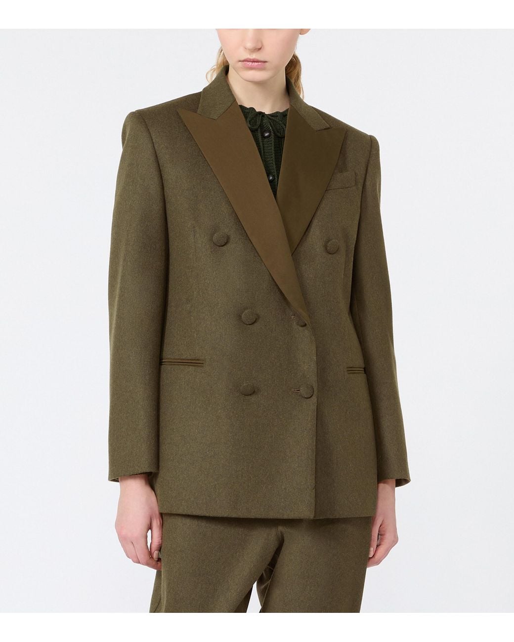 Weekend by Maxmara Green Virgin Wool-Blend Blazer
